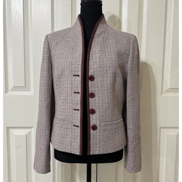 Petite Sophisticate Wool Blend Geo Print Tuxedo Tweed Blazer Women's -Size 10 - Picture 1 of 5